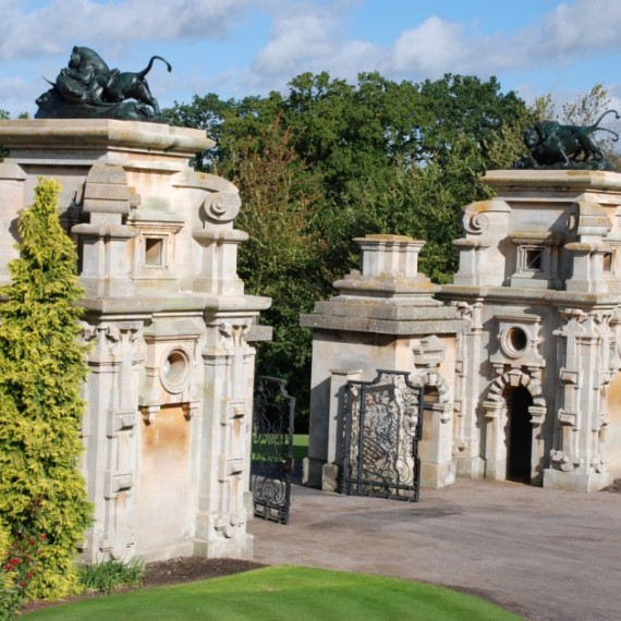 Harlaxton Front Circle, the gate lodges with work completed