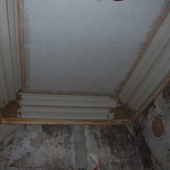 Claxby Hall, new cornice being run insitu in corridor