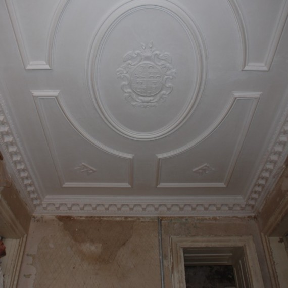 Claxby Hall, staircase, ceiling restored