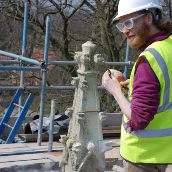 East Barkwith church, piecing in to finial, April 2013