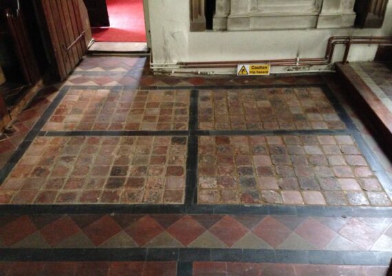 Sandridge church, tiles after conservation is complete