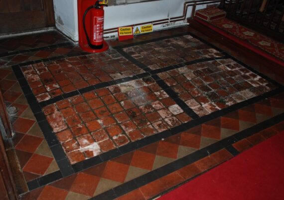 Sandridge church, tiles before conservation