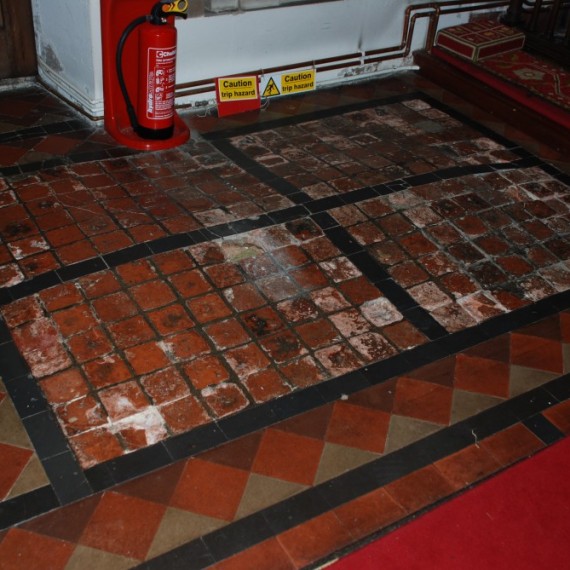 Sandridge church, tiles before conservation