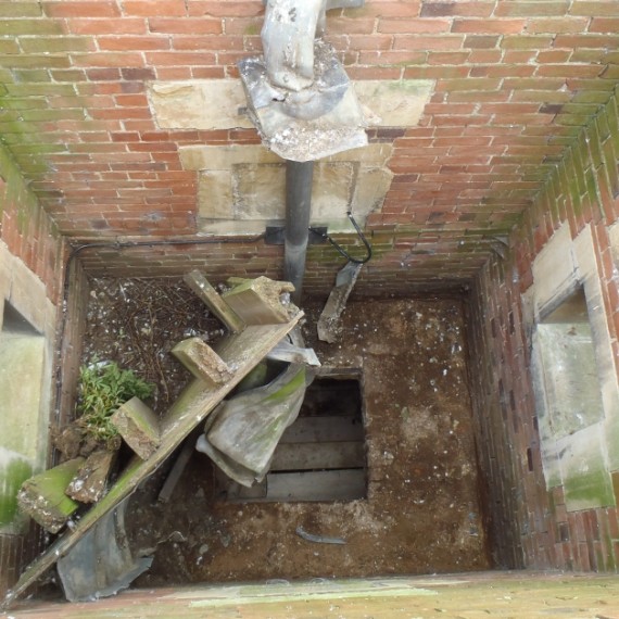 Harlaxton Front Circle, collapsed roof to lodge