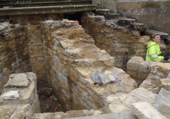 Harlaxton Front Circle steps during repair