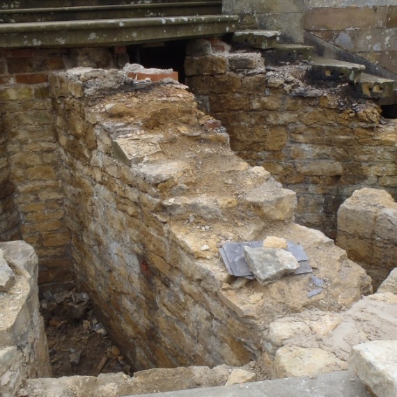 Harlaxton Front Circle steps during repair