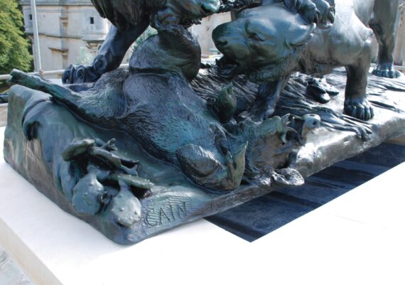 Harlaxton Front Circle, detail of conserved bronze