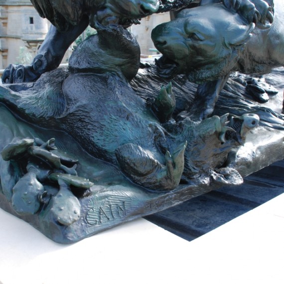 Harlaxton Front Circle, detail of conserved bronze