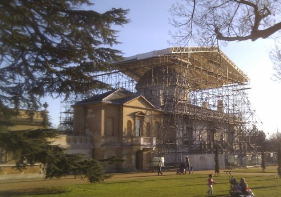 Chiswick House, scaffolding being erected