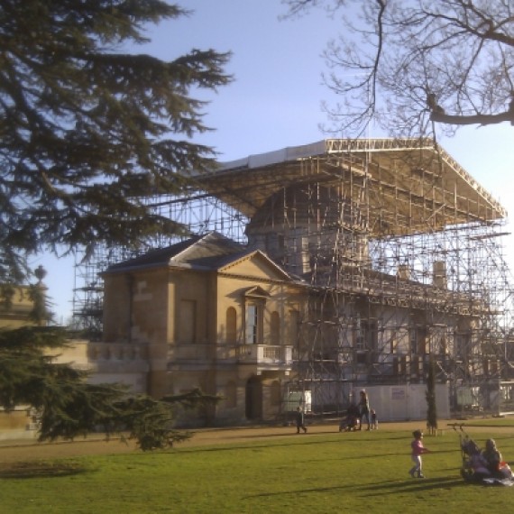 Chiswick House, scaffolding being erected