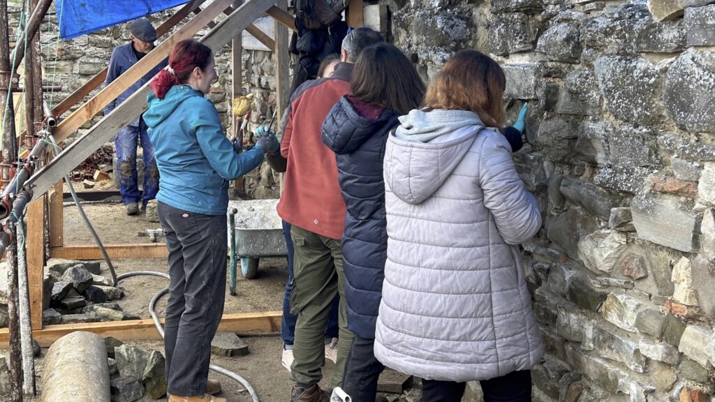 Members of the Skillingtons team overseeing students' work on the conservation of the Theodosian Palace.